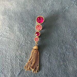 Vintage Pink Rhinestone Tassel Brooch